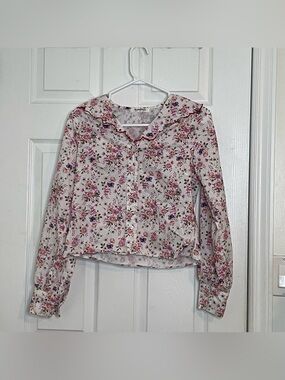 Glamorous Pink & Purple Floral Button-Up Blouse